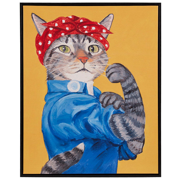 Pet Portrait - Rosie The Feline Framed Canvas Wall Art - Rosie Feline - Simple Home Plus