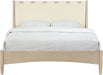 Santos - Vegan Leather Headboard And Wood Bed - Waxed Natural Frame - Simple Home Plus