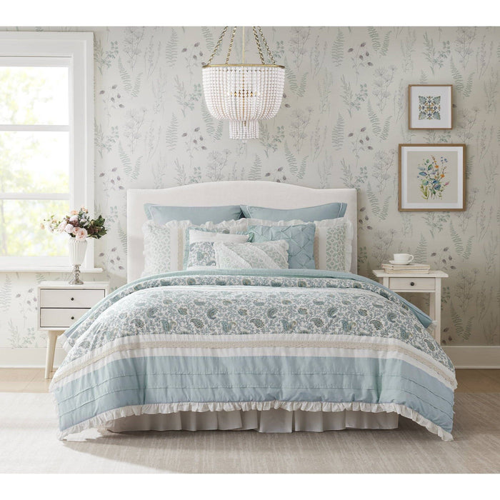Dawn - King 9 Piece Comforter Set - Blue - Simple Home Plus