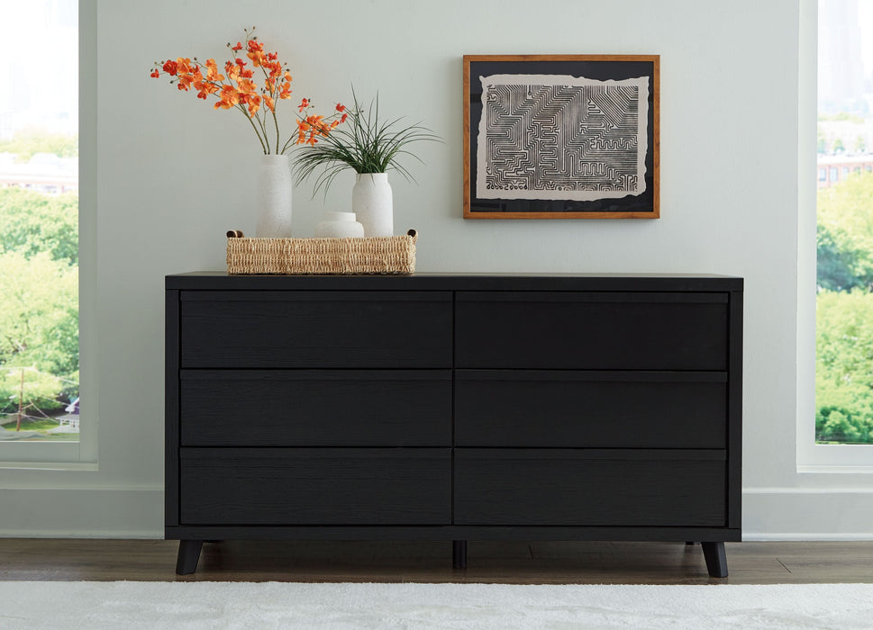 Danziar - Black - Six Drawer Dresser - Simple Home Plus