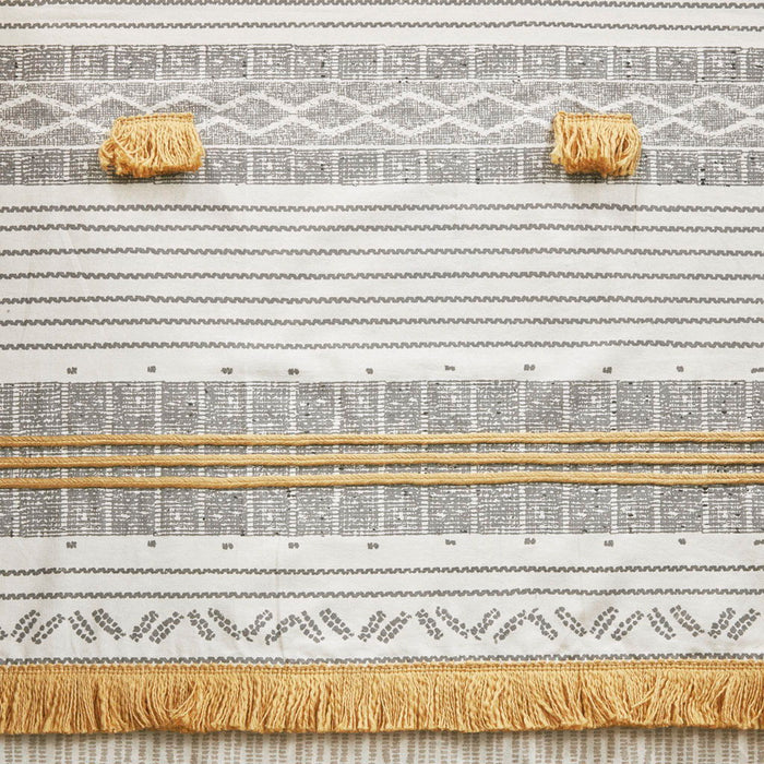 Cody - Cotton Stripe Printed Shower Curtain With Tassel - Gray / Yellow - Simple Home Plus