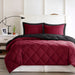 Larkspur - Twin/Twin Long 3M Scotchgard Diamond Quilting Reversible Down Alternative Comforter Set - Red/Black - Simple Home Plus