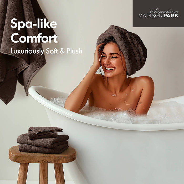 800GSM - 8 Piece Antimicrobial Towel Set - Brown - Simple Home Plus