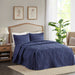 Quebec - Queen Fitted Bedspread (Set of 3) - Navy - Simple Home Plus