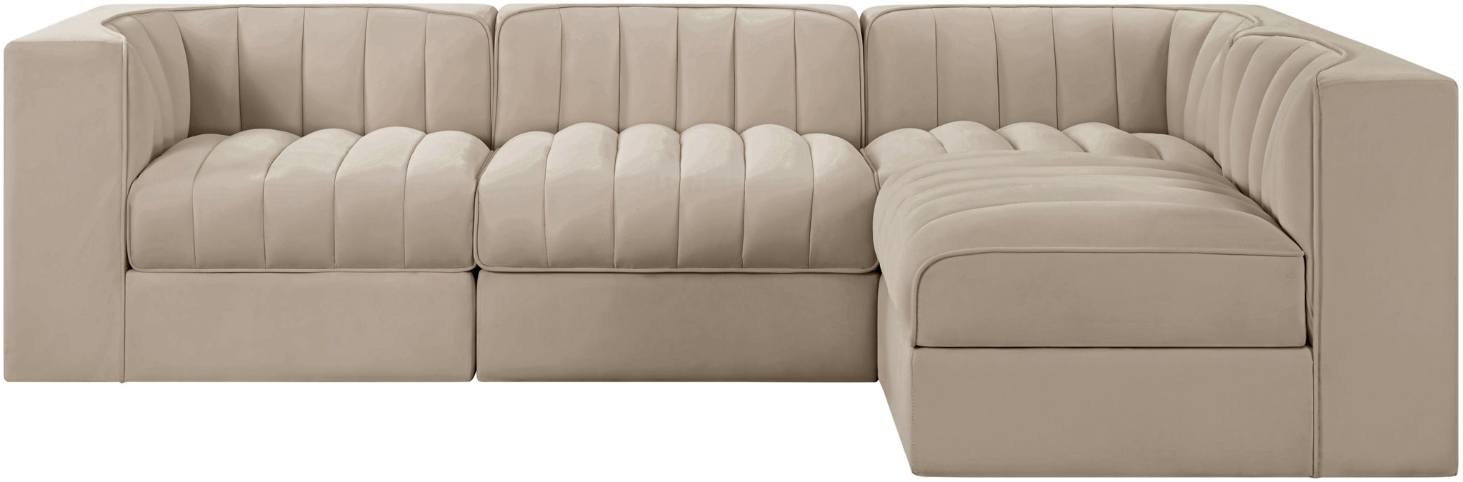 Rummi - Velvet Performance Fabric Upholstered 4 Piece Modular Sectional - Simple Home Plus
