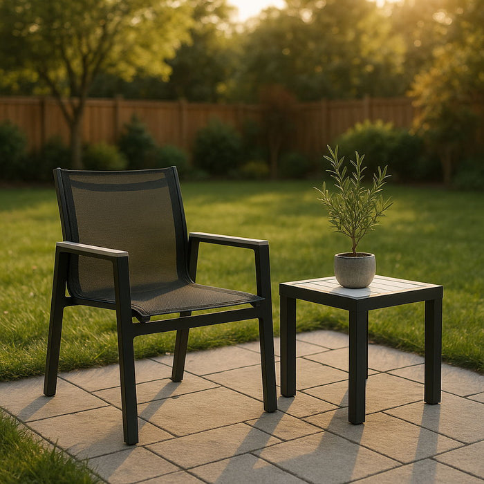 Nizuc - Outdoor Patio Dining Arm Chair With Gray Frame (Set of 2) - Simple Home Plus