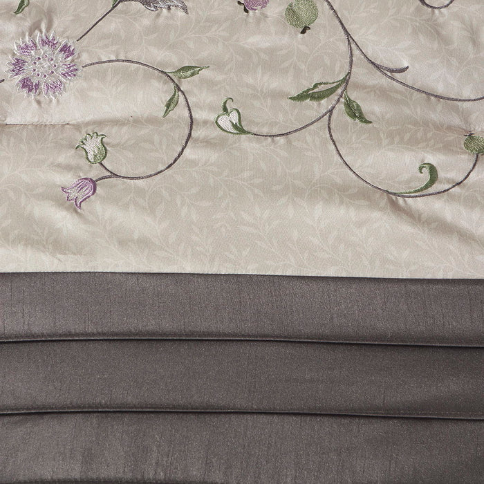 Serene - Queen Embroidered Piece Comforter (Set of 7) - Purple