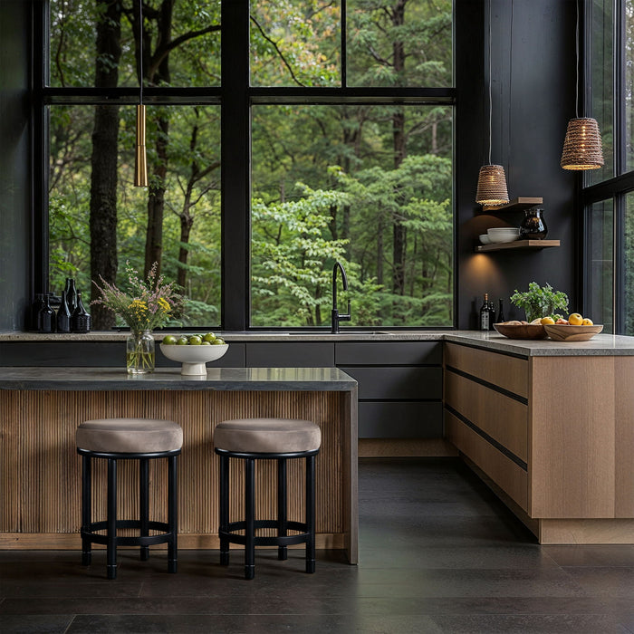 Monette - Counter Stool With Black Base - Simple Home Plus