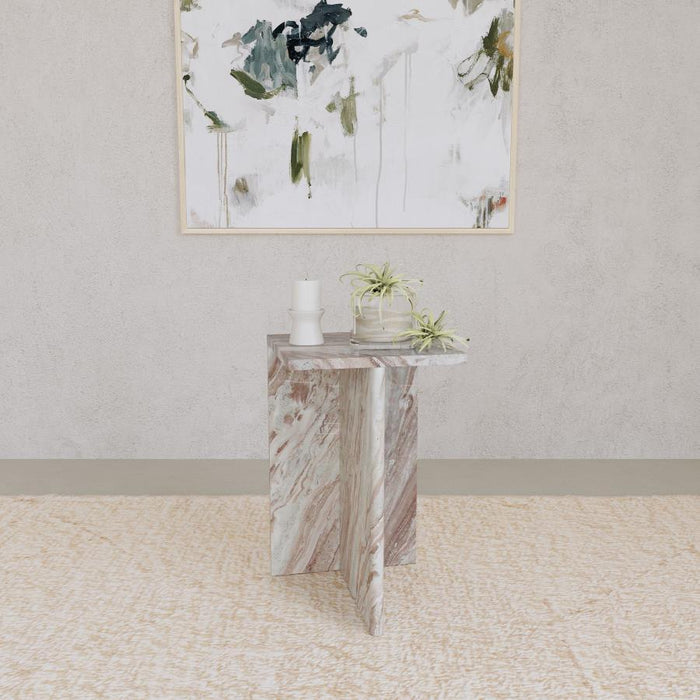 Bowdoin - Genuine Marble Accent Side Table - Gray - Simple Home Plus