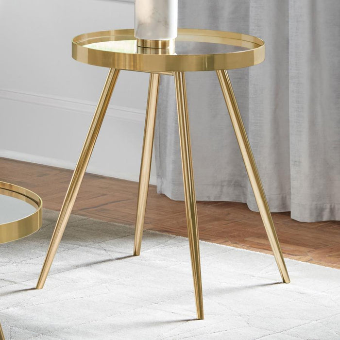 Kaelyn - Round Mirror Top End Table - Simple Home Plus