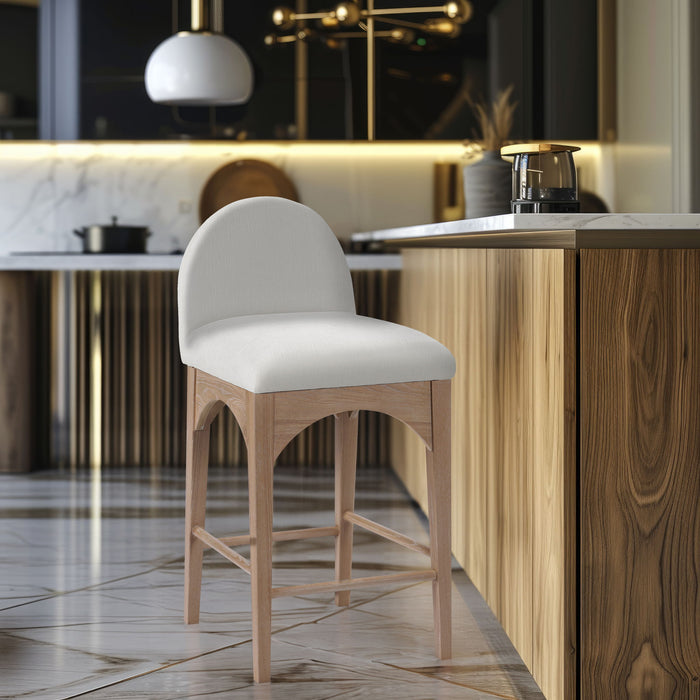 Waldorf - Chenille Stool With Natural Legs - Simple Home Plus