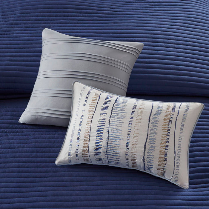 Marina - 8 Piece Printed Comforter And Coverlet Set Collection - Blue - Simple Home Plus