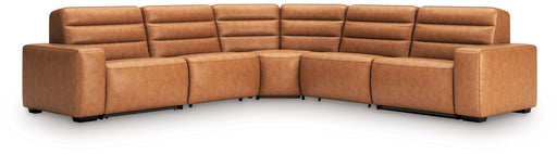 Modero - 5-Piece Power Reclining Sectional With 2 Armless Chairs - Toffee - Simple Home Plus