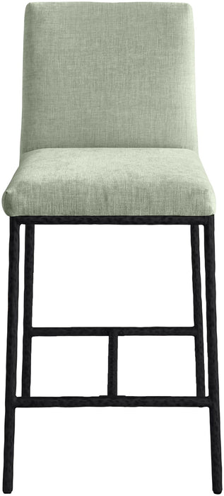 Reeves - Chenille Fabric Upholstered Counter Stool (Set of 2) - Black Base - Simple Home Plus
