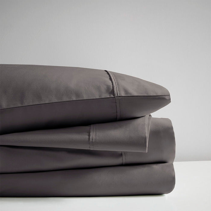 600 Thread Count - Cooling Cotton Blend 4 Piece Queen Sheet Set - Charcoal - Simple Home Plus
