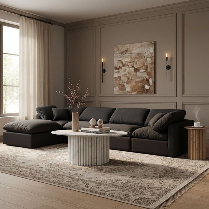 Indulge - Linen 5 Piece Modular Sectional With Chaise - Simple Home Plus