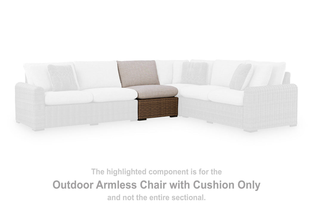 Dolan Creek - Armless Chair With Cushion - Beige / Brown - Simple Home Plus