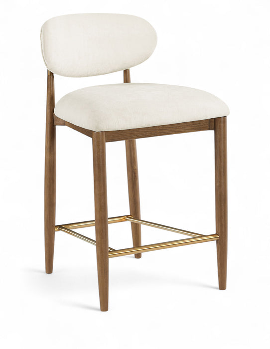 Riccio - Fabric Stool - Walnut Frame - Simple Home Plus