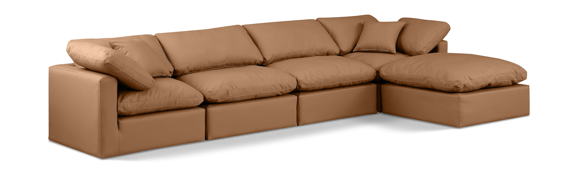 Indulge - Faux Leather 5 Piece Modular Sectional With Chaise - Simple Home Plus