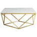 Meryl - Square Faux Marble Top Coffee Table - White And Gold - Simple Home Plus
