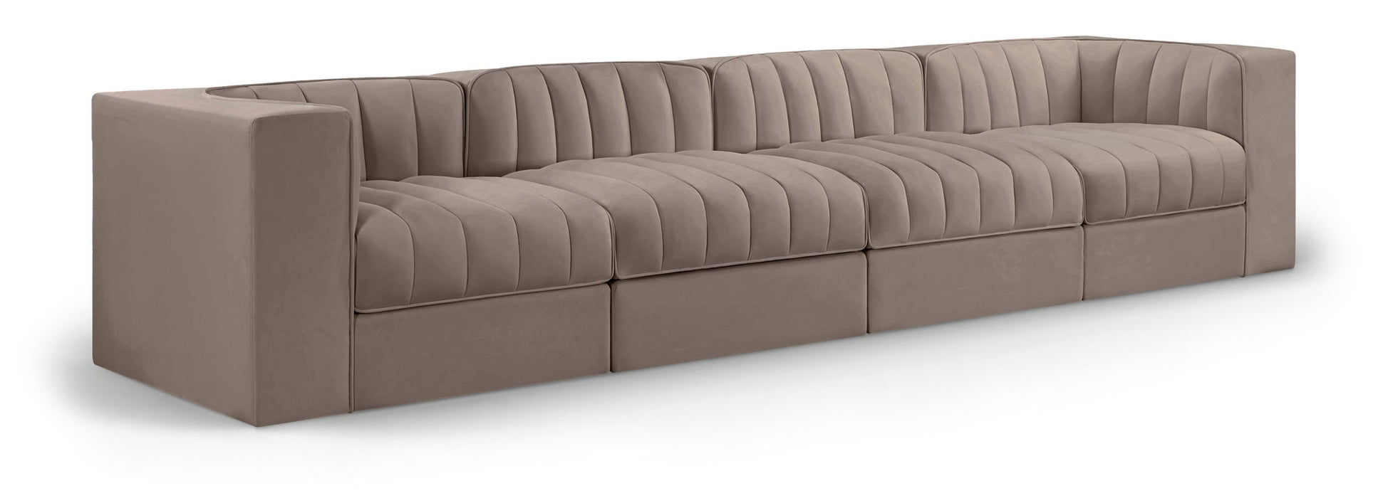 Rummi - Velvet Performance Fabric Upholstered 4 Piece Modular Sofa - Simple Home Plus