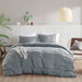 Porter - King Soft Washed Pleated Duvet Cover Set - Blue/Gray - Simple Home Plus