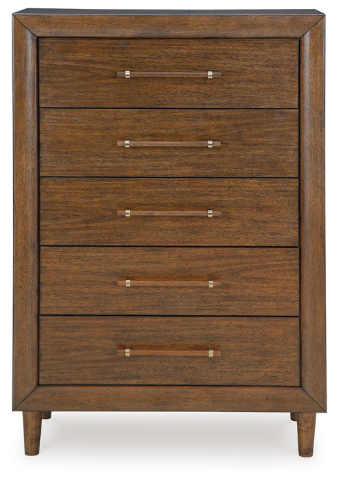 Lyncott - Brown - Five Drawer Chest - Simple Home Plus