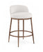 Ferro - Linen Textured Performance Fabric Upholstered Counter Stool - Cream / Brushed Bronze - Simple Home Plus