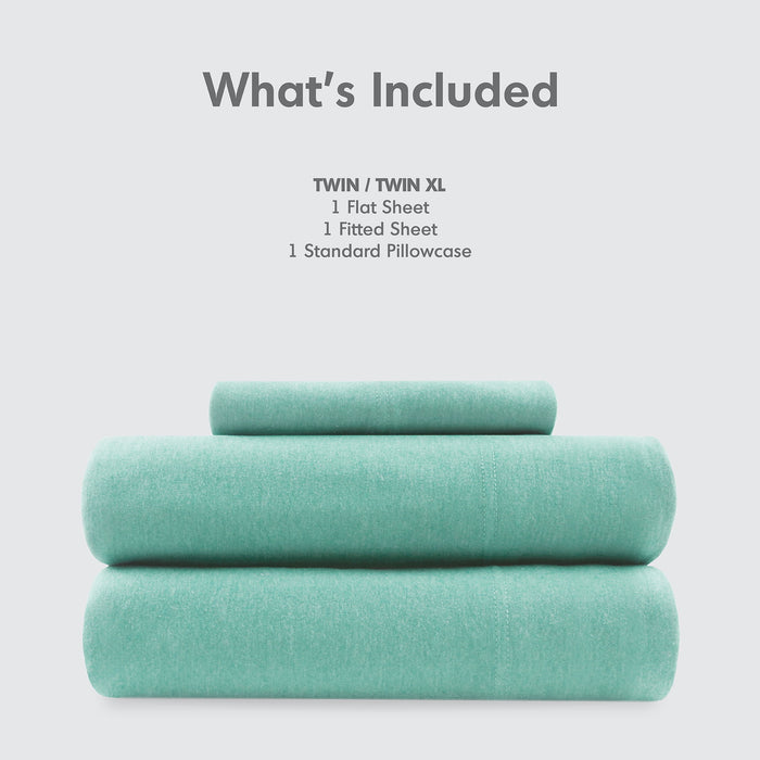 Cotton Blend Jersey Knit - Twin All Season Sheet Set - Aqua - Simple Home Plus