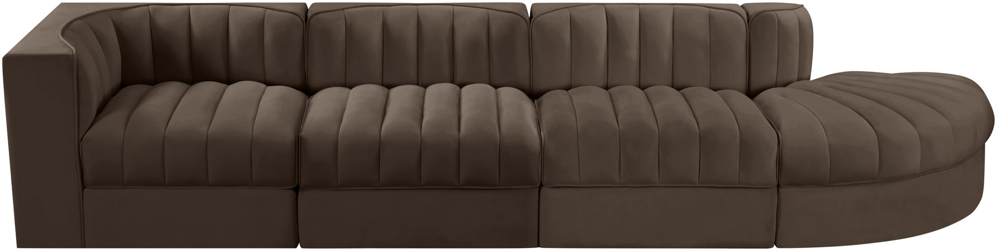 Rummi - Velvet Performance Fabric Upholstered 4 Piece Modular Sectional With Reverse Corner Chair - Simple Home Plus