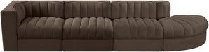 Rummi - Velvet Performance Fabric Upholstered 4 Piece Modular Sectional With Reverse Corner Chair - Simple Home Plus