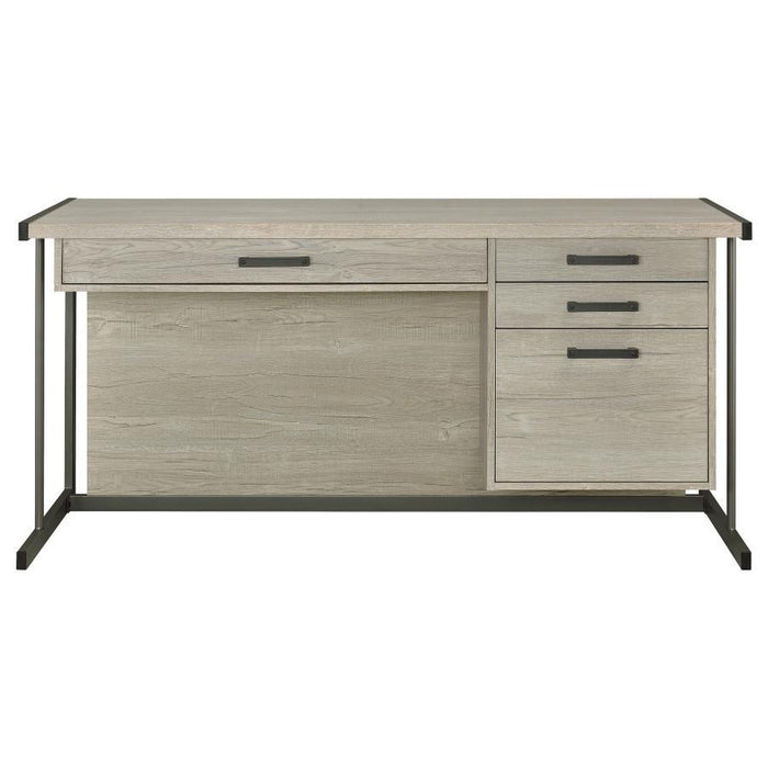 Loomis - 4-Drawer Computer Desk - Whitewashed Gray - Simple Home Plus