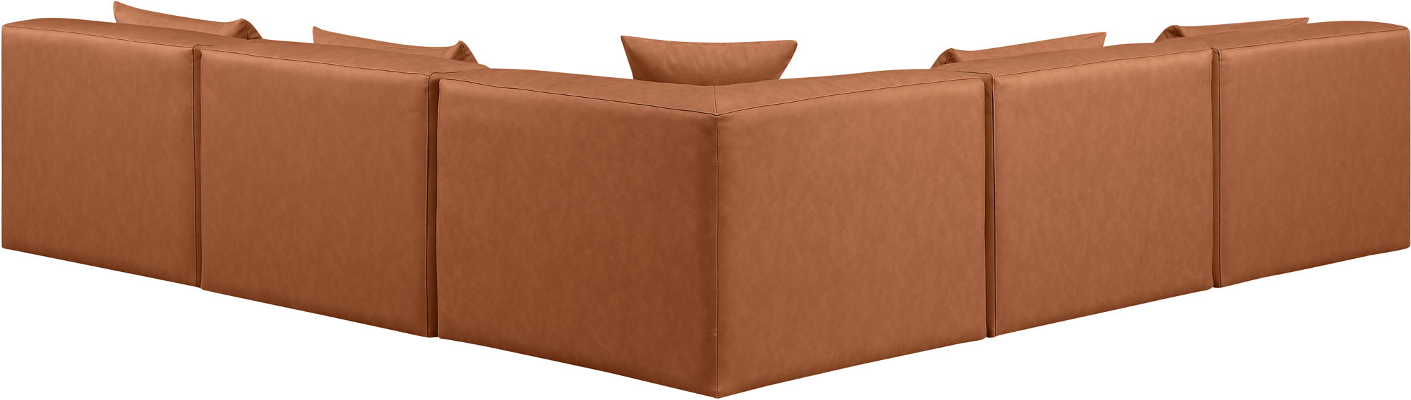 Cube - 5 Piece Modular Corner Armless Sectional - Cognac - Simple Home Plus