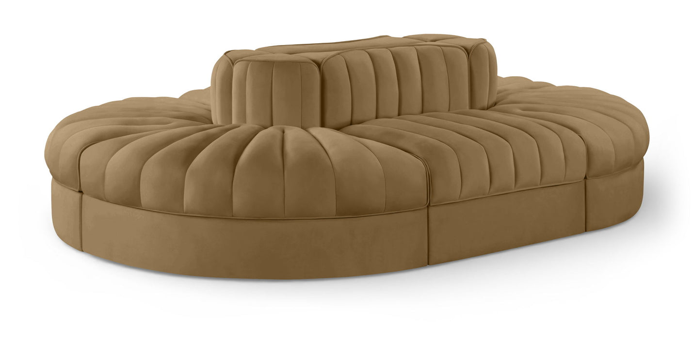 Rummi - Oval Velvet Performance Fabric Upholstered 6 Piece Modular Sectional - Simple Home Plus