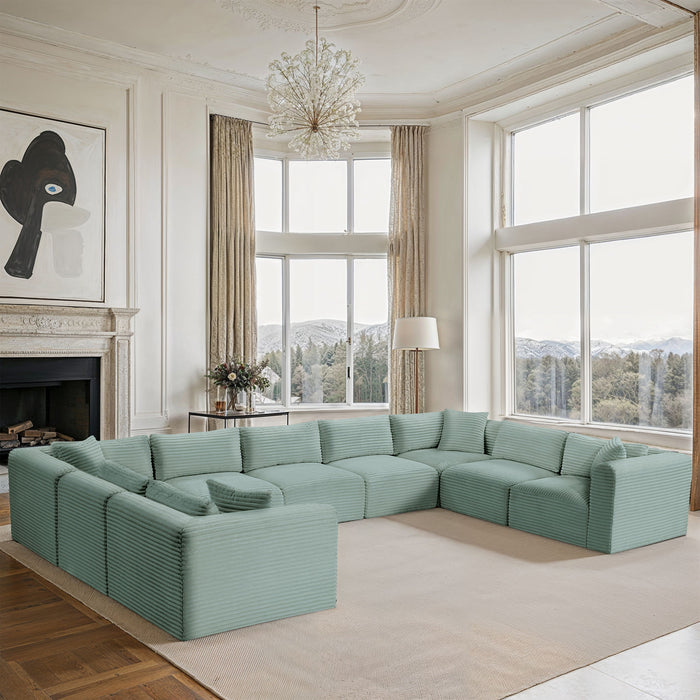 Shaggy - 9 Piece Modular U-Shaped Sectional - Simple Home Plus