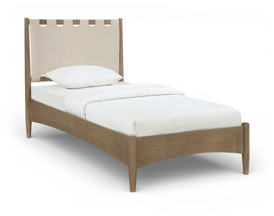Santos - Vegan Leather Headboard And Wood Bed - Waxed Brown Frame - Simple Home Plus