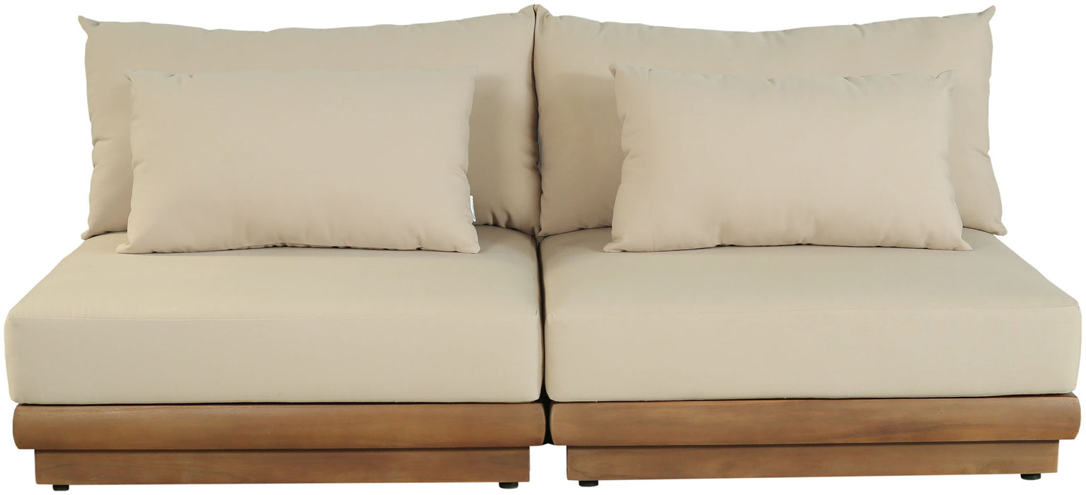 Mirella - 2 Piece Water Resistant Fabric 74" Upholstered Outdoor Patio Modular Armless Loveseat - Simple Home Plus