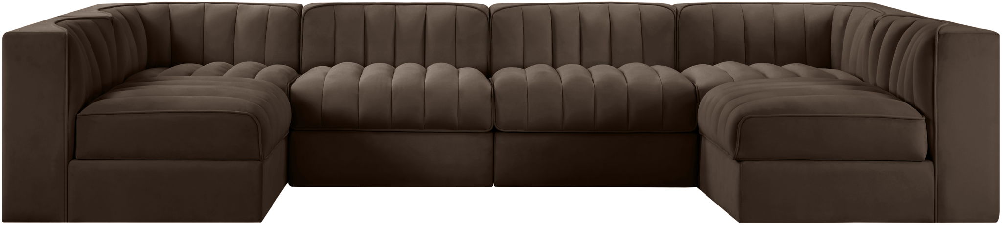 Rummi - Armless Velvet Performance Fabric Upholstered 6 Piece Modular Sectional - Simple Home Plus