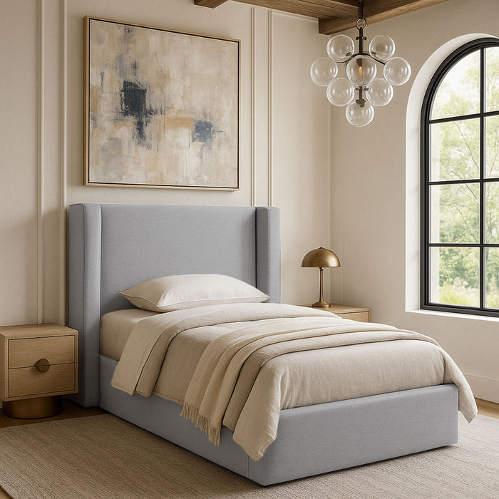 Kendall - Linen Textured Fabric Upholstered Bed - Simple Home Plus