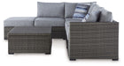 Petal Road - Gray - Loveseat Sectional, Ottoman, Table Set (Set of 4) - Simple Home Plus