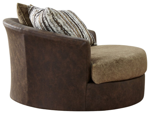 Alesbury - Chocolate - Oversized Swivel Accent Chair - Simple Home Plus