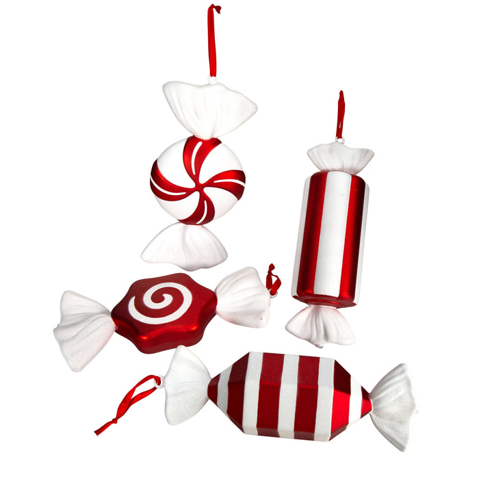 12" Jumbo Asst Candy Xmas Shatterproof Ornament Set of 4