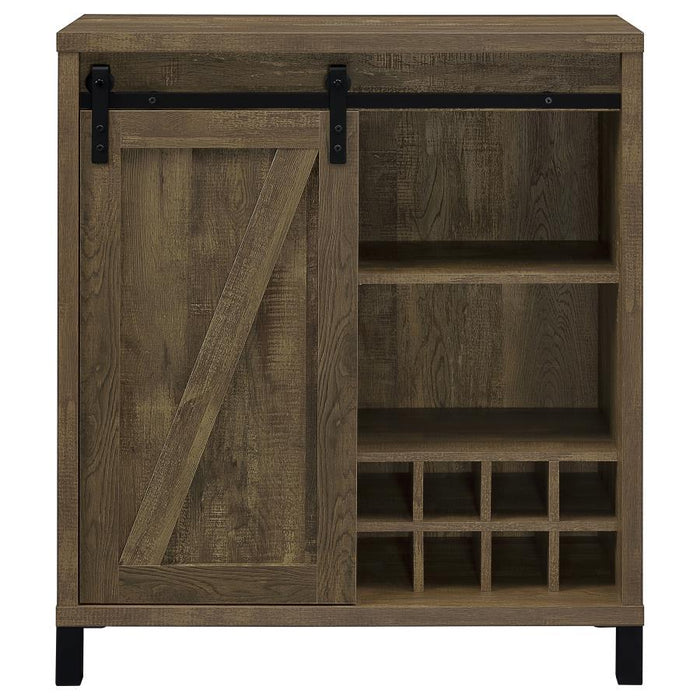 Arlington - Sliding Door Home Bar Wine Cabinet - Rustic Oak - Simple Home Plus