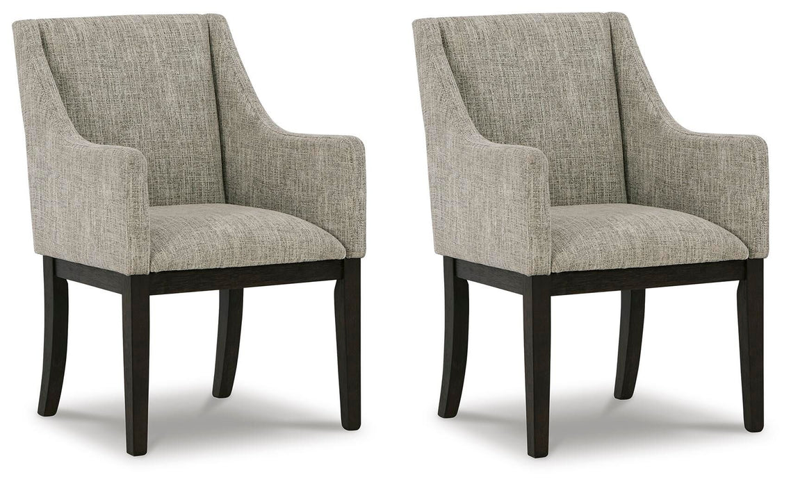 Burkhaus - Dining UPH Arm Chair (Set of 2) - Beige / Dark Brown - Simple Home Plus