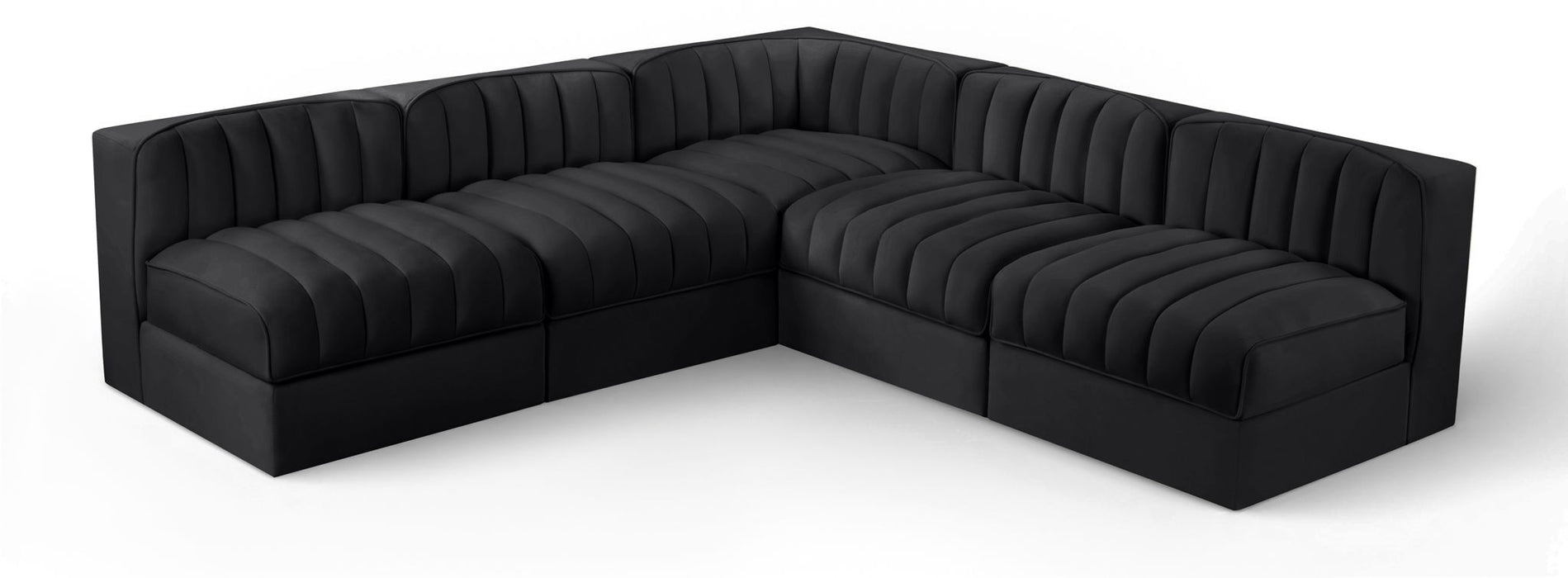 Rummi - Armless Velvet Performance Fabric Upholstered 5 Piece Modular Sectional - Simple Home Plus