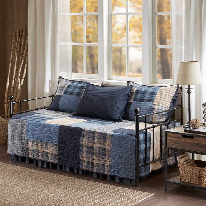Winter Hills - 5 Piece Day Bed Bedding Set - Blue - Simple Home Plus