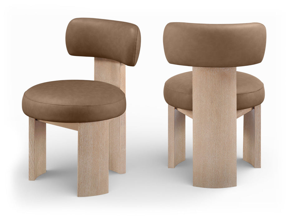 Atelier - Vegan Leather Upholstered Dining Chair (Set of 2) - Painted Natural Frame - Simple Home Plus