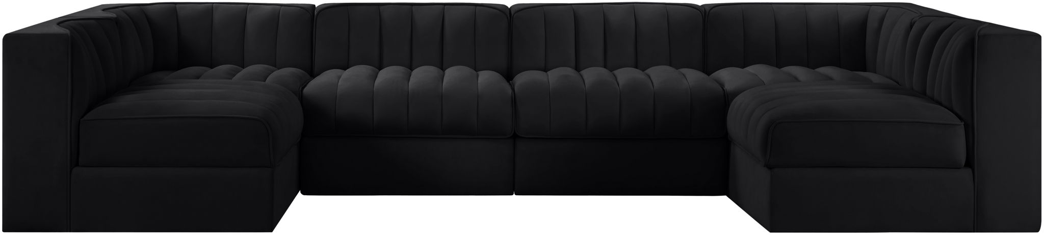 Rummi - Armless Velvet Performance Fabric Upholstered 6 Piece Modular Sectional - Simple Home Plus