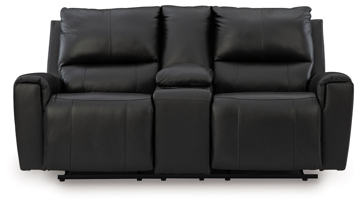 Glossmore - Reclining Loveseat With Console - Black - Simple Home Plus