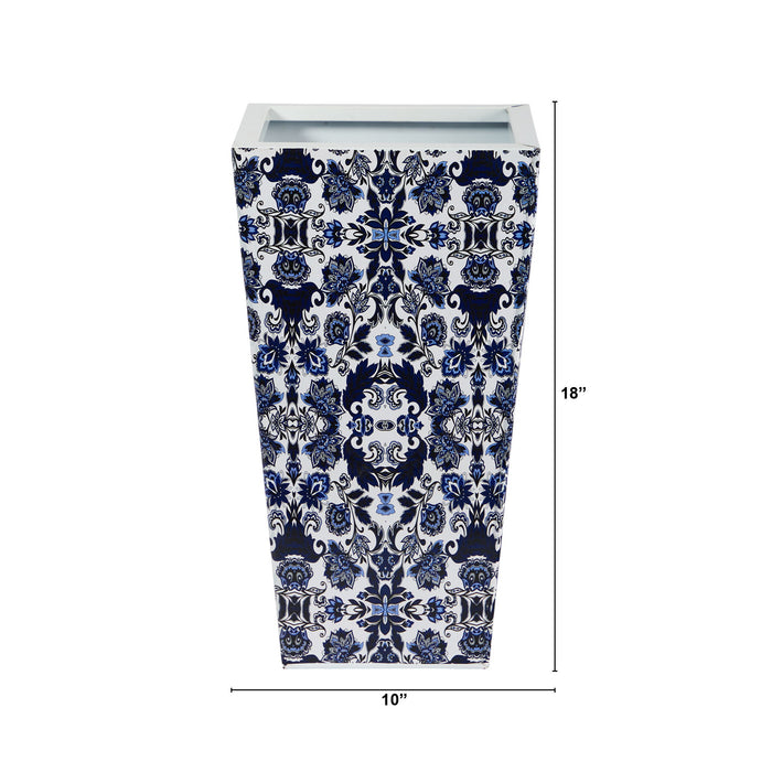 18" Oriental Blue and White Classic Metal Planter